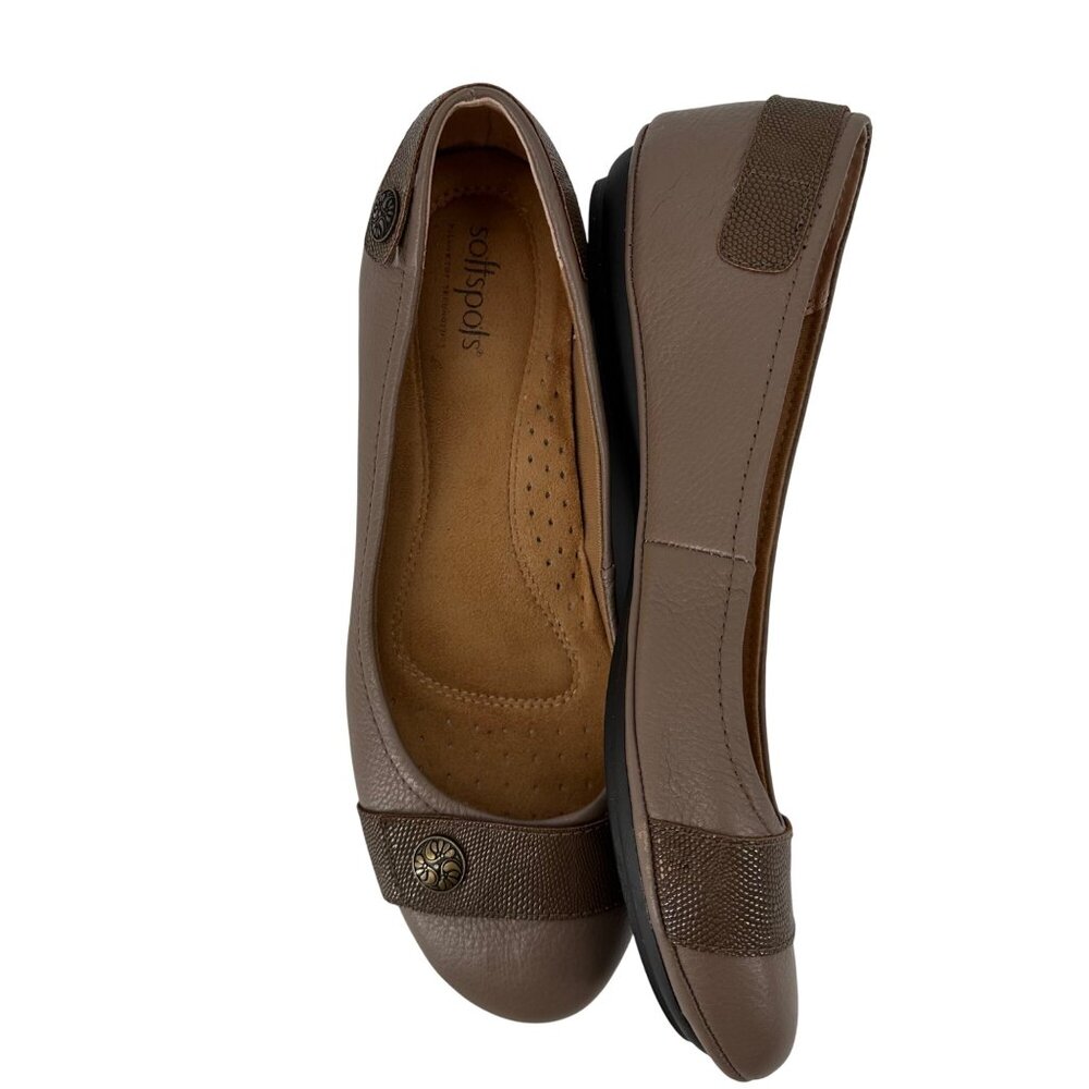 Softspots Womens Taupe Cushioned Insoles Leather Flats 9.5M - Picture 4 of 10